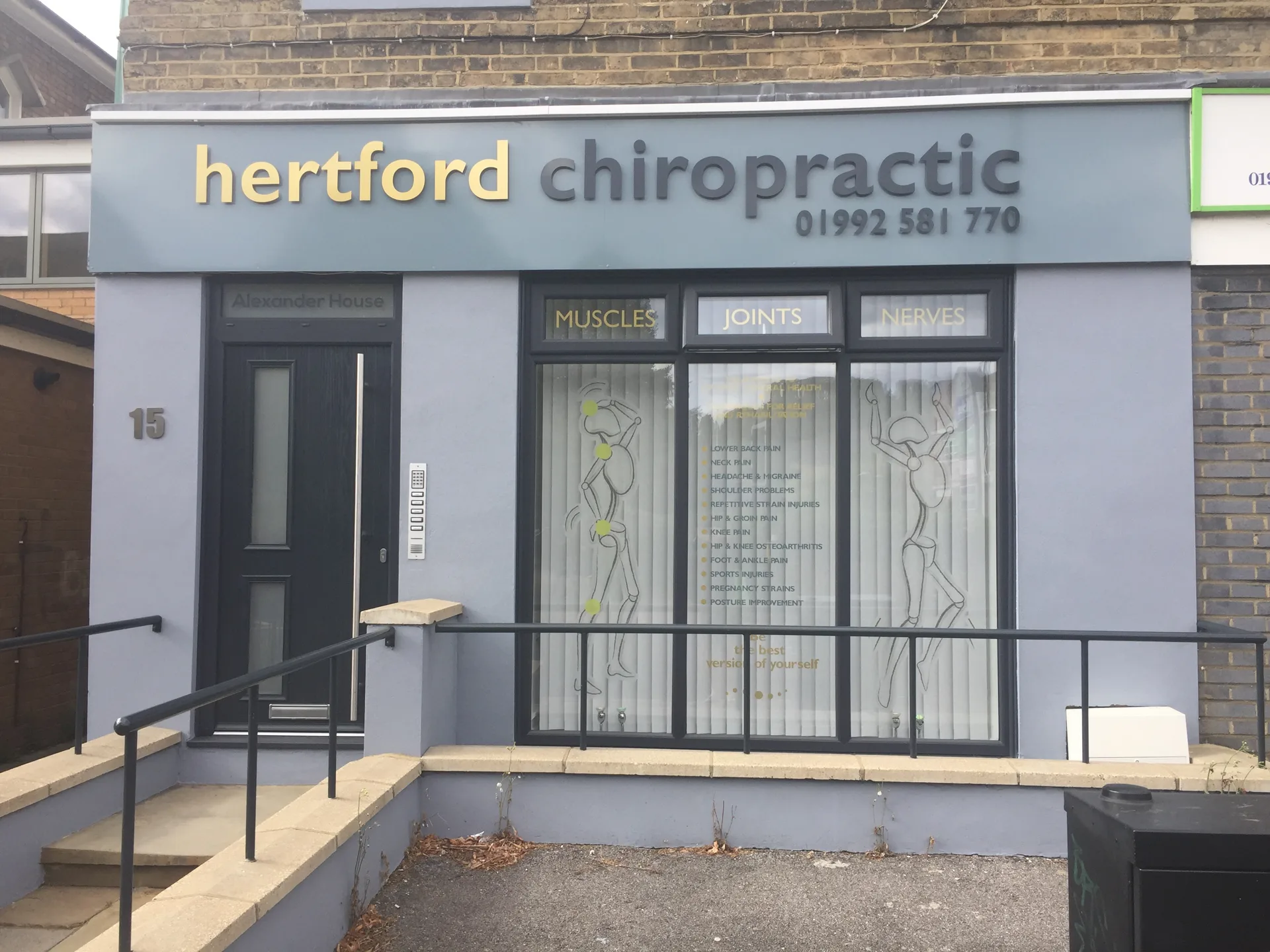 Hertford Chiropractic shopfront at 15 Ware Road